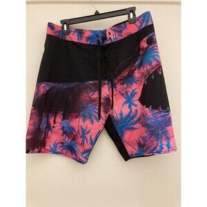 Billabong Platinum X White Mike Boardshorts Palm Trees Swim Shorts Stretch Sz 32